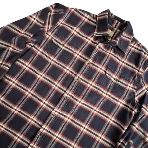 Jachs Tartan Plaid Blue Flannel Button Up Shirt Mens L Pockets Casual Outdoor‎